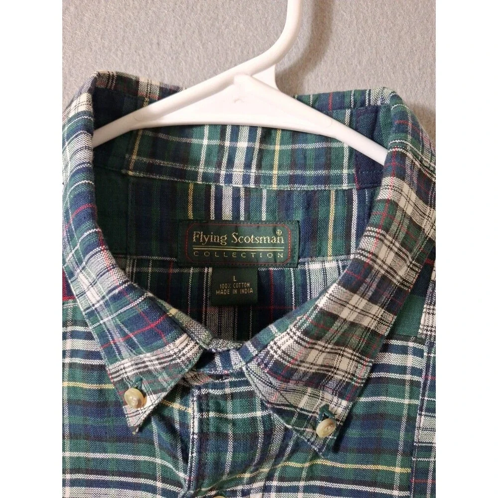 Flying Scotsman Collection Shirt Men’s Large Quit Patchwork Boho Color Block - Picture 3 of 6
